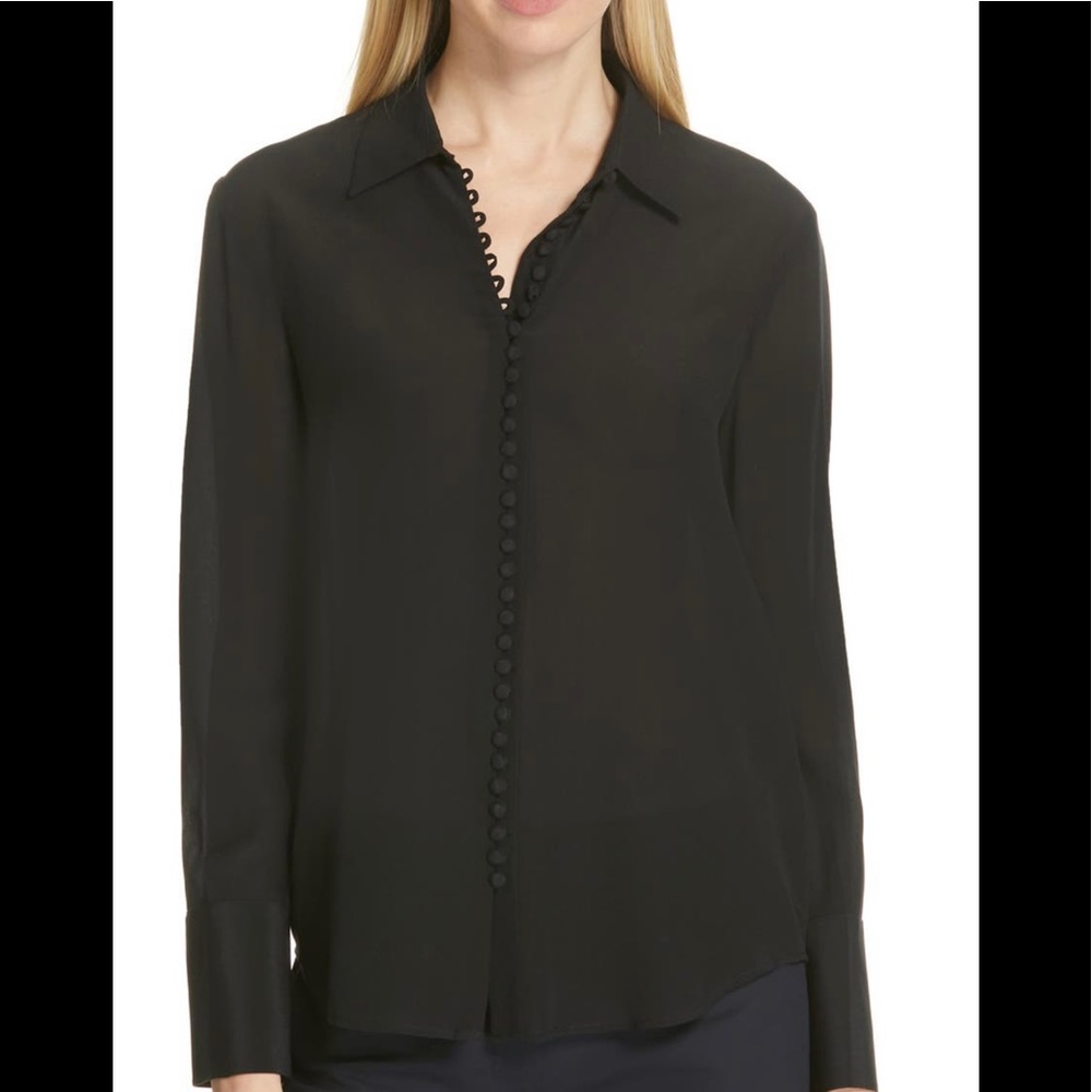 Club Monaco Helen Covered Button Silk Shirt